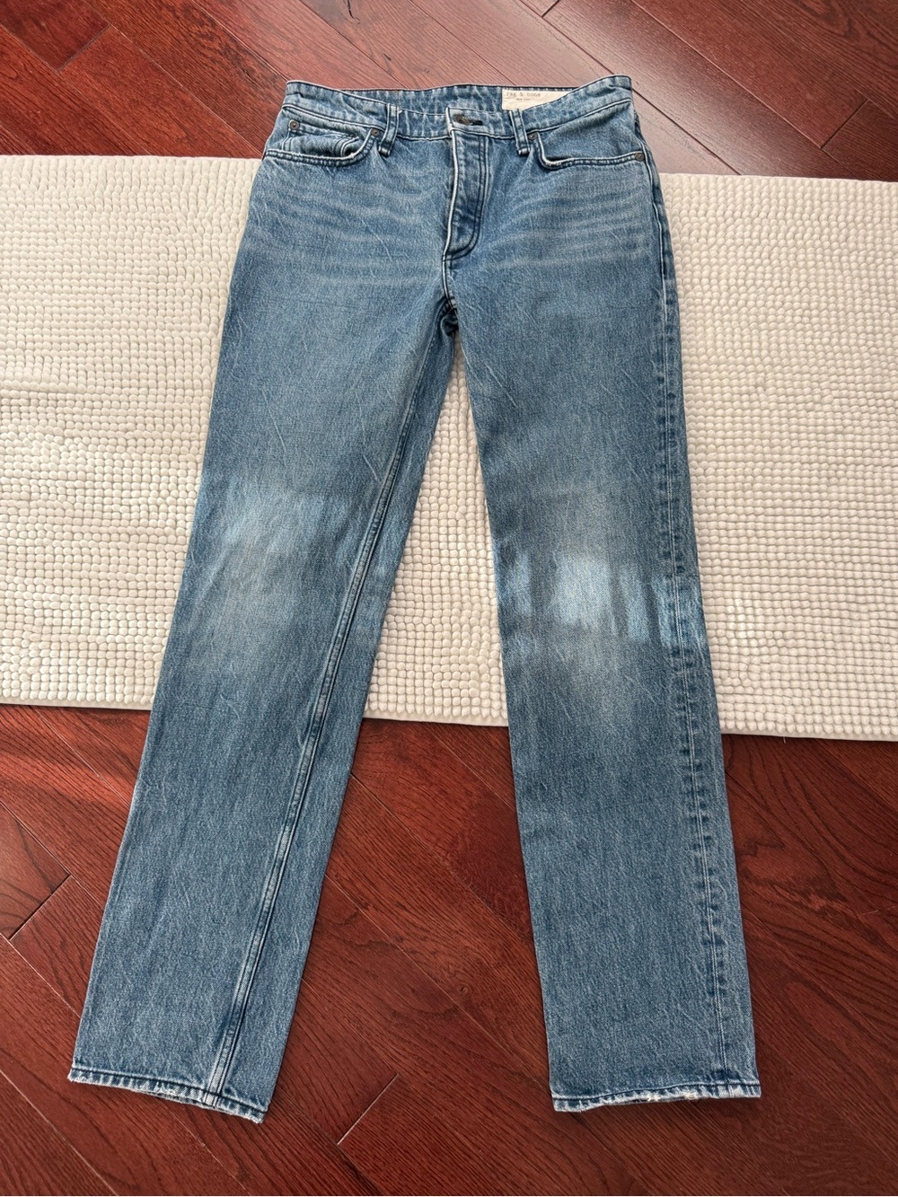 Rag & Bone Designer Blue Denim Button Fly Straight Let Jeans Women’s Size 25